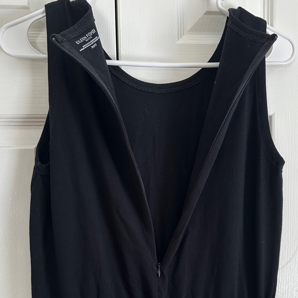 Eileen Fisher Sleeveless Drawstring Waist Jumpsuit Black Petite PP - Picture 12 of 12